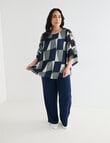 Studio Curve Chiffon Layer Top, Navy & Foliage product photo