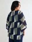 Studio Curve Chiffon Layer Top, Navy & Foliage product photo View 02 S