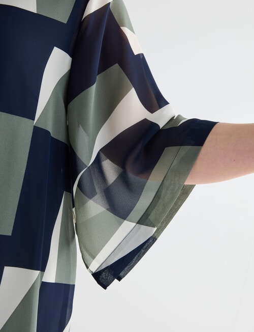 Studio Curve Chiffon Layer Top, Navy & Foliage product photo View 05 L