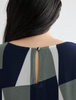 Studio Curve Chiffon Layer Top, Navy & Foliage product photo View 07 S
