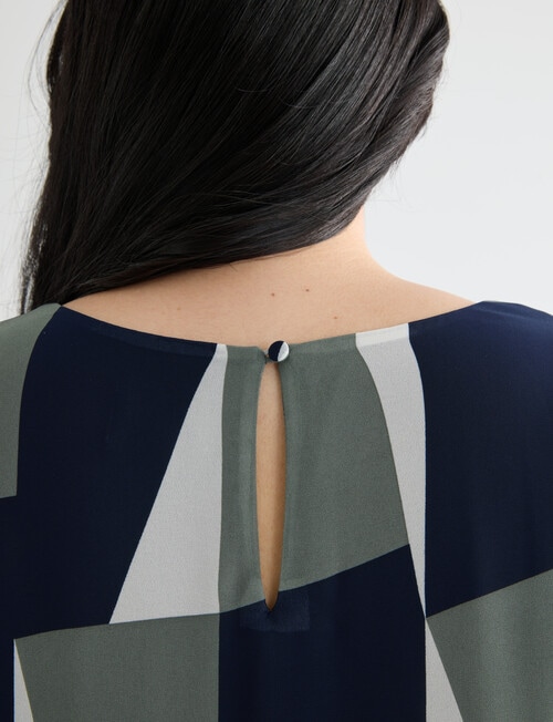 Studio Curve Chiffon Layer Top, Navy & Foliage product photo View 07 L
