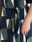 Studio Curve Short Sleeve Shirt Dress, Bright Navy & Foliage Print product photo View 04 S