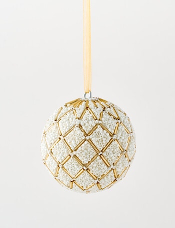 Christmas Shop Beaded Bauble, Snow product photo