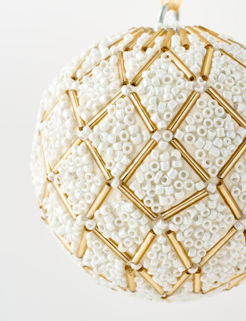 Christmas Shop Beaded Bauble, Snow product photo View 03 L