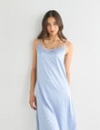 Whistle Sleep Lace Trim Satin Nightie, Pale Blue Spot product photo