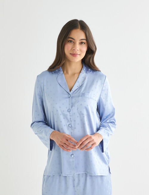 Whistle Sleep Satin PJ Set, Pale Blue Spot product photo View 04 L