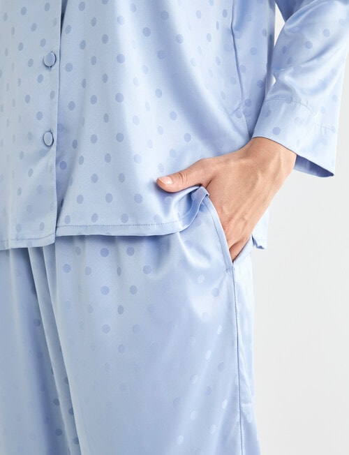 Whistle Sleep Satin PJ Set, Pale Blue Spot product photo View 06 L