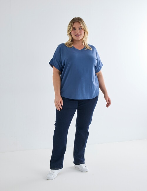 Studio Curve SC Boxy Tee with Sleeve Band, Denim product photo View 03 L