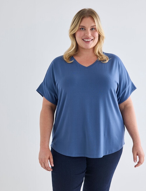 Studio Curve SC Boxy Tee with Sleeve Band, Denim product photo View 04 L