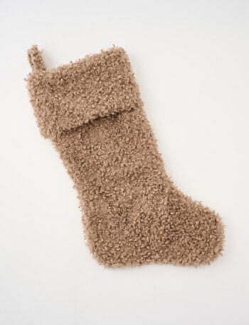 Christmas Shop Boucle Stocking, Beige product photo