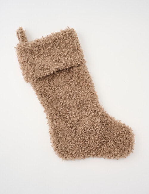 Christmas Shop Boucle Stocking, Beige product photo