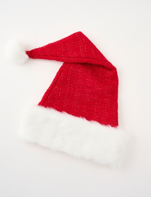 Christmas Shop Sparkle Tweed Santa Hat, Ruby product photo