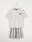Sleep Squad Knit Woven PJ Set, Wheel Stripe product photo