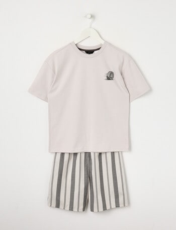Sleep Squad Knit Woven PJ Set, Wheel Stripe product photo