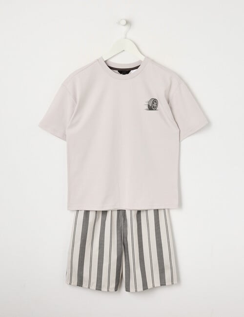 Sleep Squad Knit Woven PJ Set, Wheel Stripe product photo