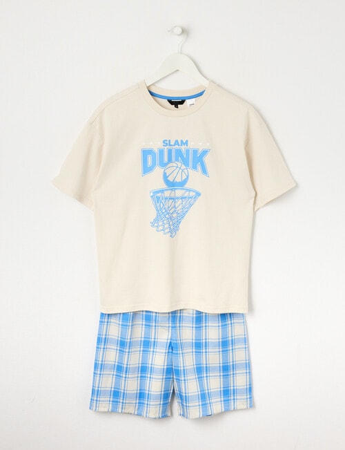 Sleep Squad Knit Woven PJ Set, Slam Dunk Check product photo