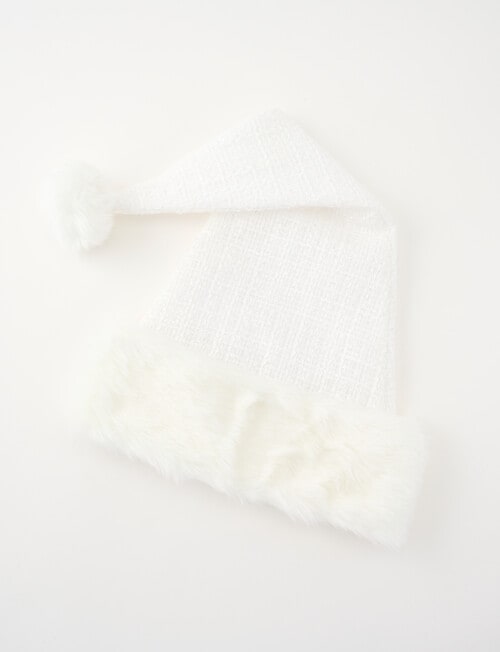 Christmas Shop Sparkle Tweed Santa Hat, Snow product photo