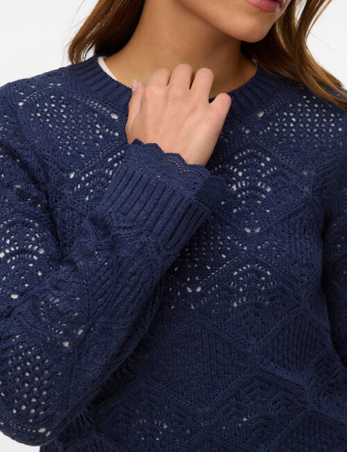 Vero Moda Susanna Long Sleeve Pullover, Navy product photo View 03 L