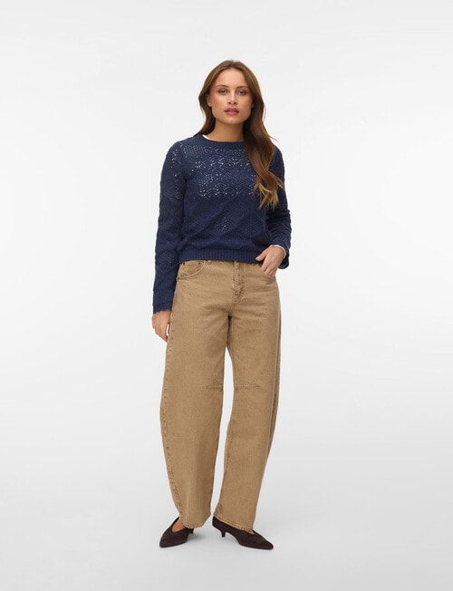 Vero Moda Susanna Long Sleeve Pullover, Navy product photo View 04 L