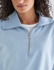 Zest Lounge Brushed 1/4 Zip Sweatshirt, Blue Wash product photo View 04 S