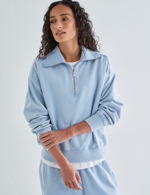 Zest Lounge Brushed 1/4 Zip Sweatshirt, Blue Wash product photo View 06 L