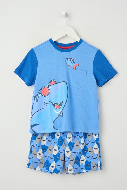 Sleep Mode Knit Woven Chomp Chase PJ Set, Eternal Blue, 2-8 product photo
