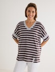 Line 7 Crew Panelled Tee, Cocoa Brown Stripe product photo