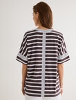 Line 7 Crew Panelled Tee, Cocoa Brown Stripe product photo View 02 S
