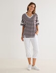 Line 7 Crew Panelled Tee, Cocoa Brown Stripe product photo View 03 S