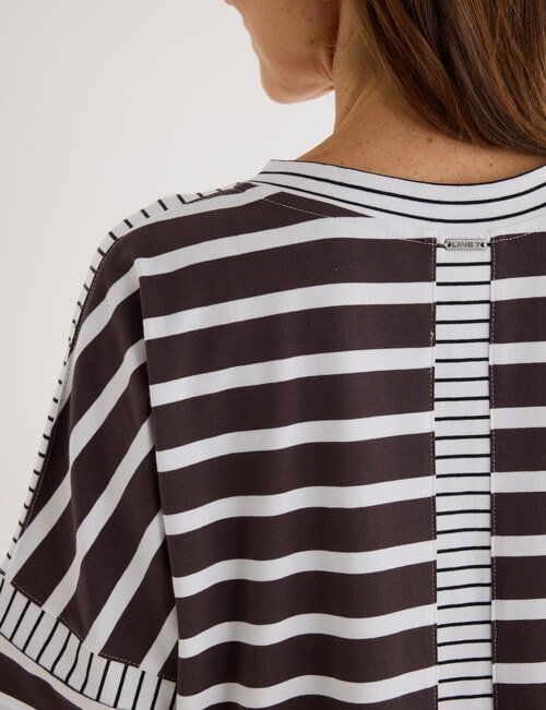 Line 7 Crew Panelled Tee, Cocoa Brown Stripe product photo View 07 L