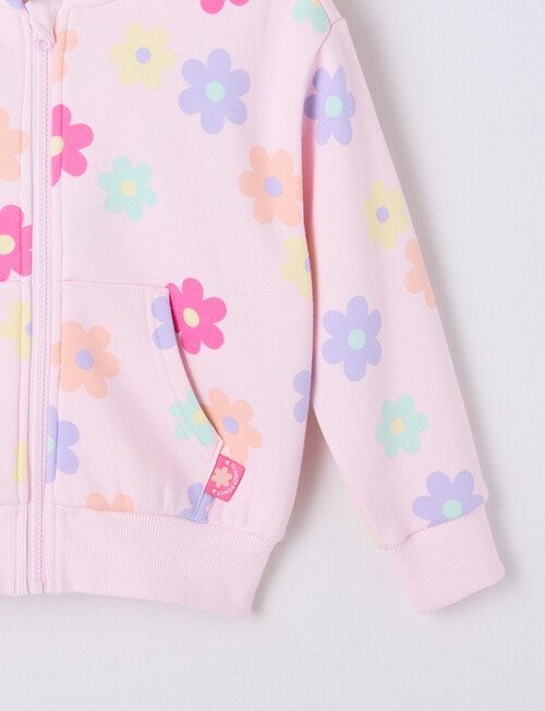Mac & Ellie Flowers Boxy Zip Through Hoodie, Light Pink product photo View 03 L