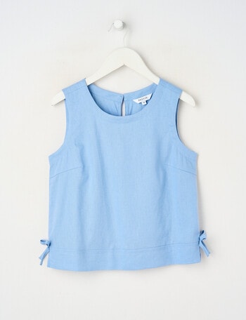 Switch Isla Linen Blend Bow Tank Top, Cornflower Blue product photo