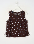 Switch Isla Linen Blend Spot Bow Tank Top, Chocolate & Cornflower product photo