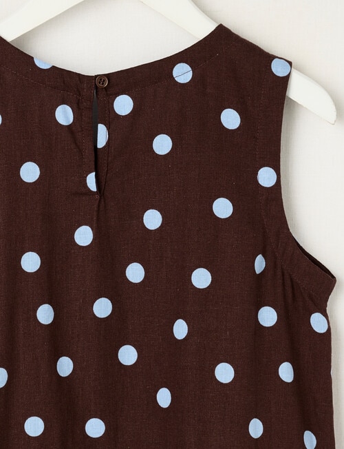 Switch Isla Linen Blend Spot Bow Tank Top, Chocolate & Cornflower product photo View 02 L
