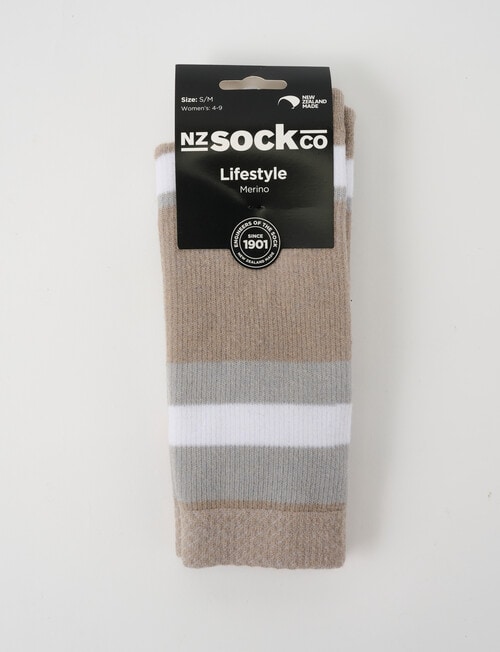 NZ Sock Co. Merino Daily Stride Crew Sock, Oatmeal product photo View 02 L