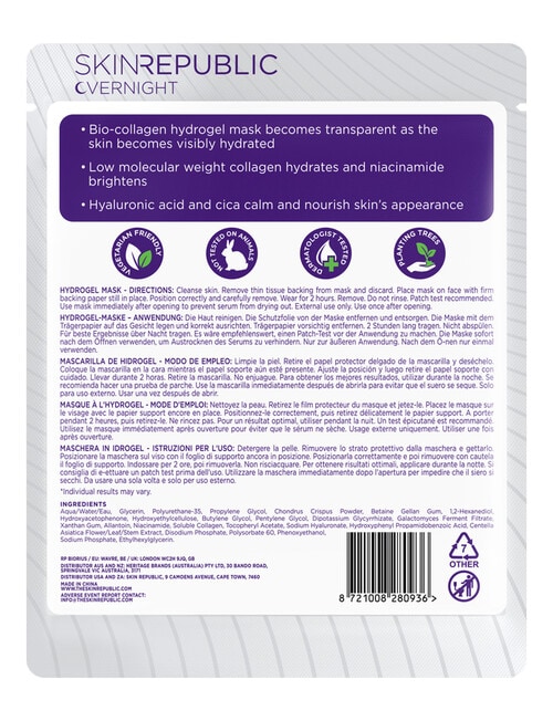 Skin Republic Overnight Bio Collagen Hydrogel Mask product photo View 02 L