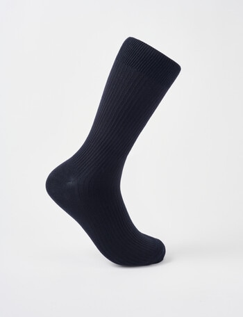 Mazzoni Ribbed Bamboo Crew Dress Sock, Midnight product photo