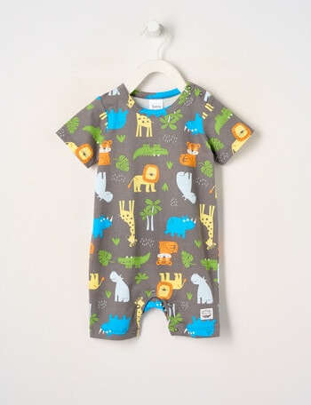 Teeny Weeny Safari Friends Knit Romper, Robust Grey product photo