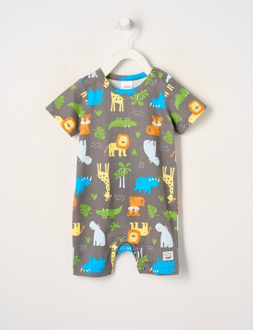 Teeny Weeny Safari Friends Knit Romper, Robust Grey product photo