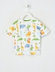 Teeny Weeny Safari Friends Play Short Sleeve Knit Tee All Over Print, White product photo