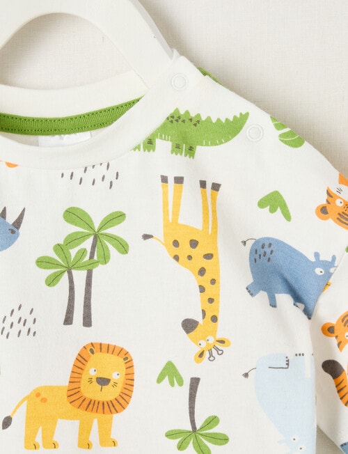 Teeny Weeny Safari Friends Play Short Sleeve Knit Tee All Over Print, White product photo View 03 L