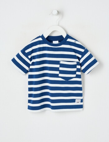 Teeny Weeny Safari Friends Play Short Sleeve Stripe Tee, Navy product photo