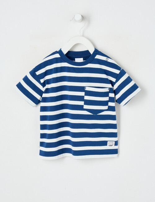 Teeny Weeny Safari Friends Play Short Sleeve Stripe Tee, Navy product photo