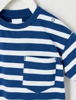 Teeny Weeny Safari Friends Play Short Sleeve Stripe Tee, Navy product photo View 02 S