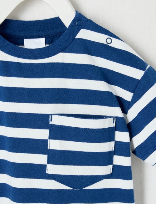 Teeny Weeny Safari Friends Play Short Sleeve Stripe Tee, Navy product photo View 02 L