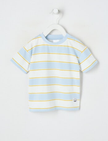 Teeny Weeny Safari Friends Play Short Sleeve Stripe Tee, Ice Blue product photo