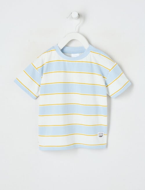 Teeny Weeny Safari Friends Play Short Sleeve Stripe Tee, Ice Blue product photo