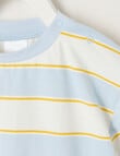 Teeny Weeny Safari Friends Play Short Sleeve Stripe Tee, Ice Blue product photo View 02 S