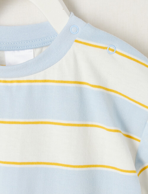 Teeny Weeny Safari Friends Play Short Sleeve Stripe Tee, Ice Blue product photo View 02 L