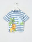 Teeny Weeny Safari Friends Play Short Sleeve Stripe Tee, Steel Blue product photo
